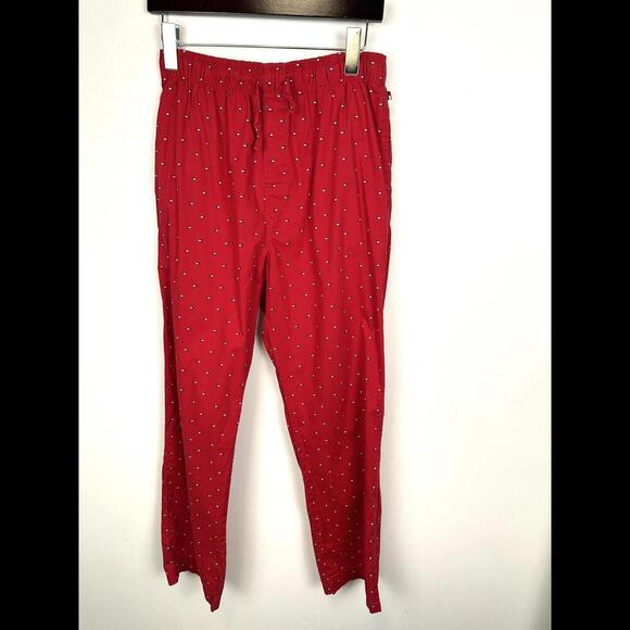Tommy Hilfiger Red Logo'd Pajama Lounge Cotton Pants w‎ Pockets SIZE S - Picture 2 of 5